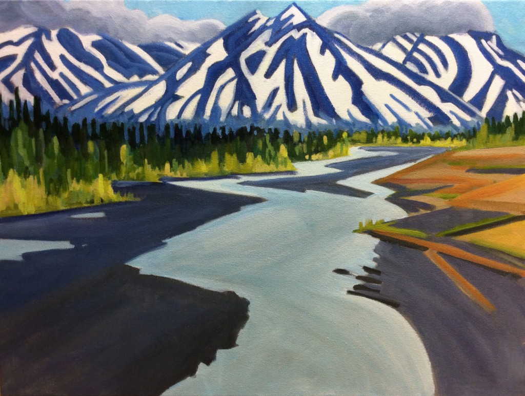 Quill Creek Yukon, acrylic painting 18 x 24